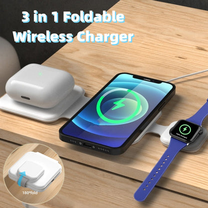 Station de charge chargeur sans fil pliable magnétique 3 en 1 multi-appareil