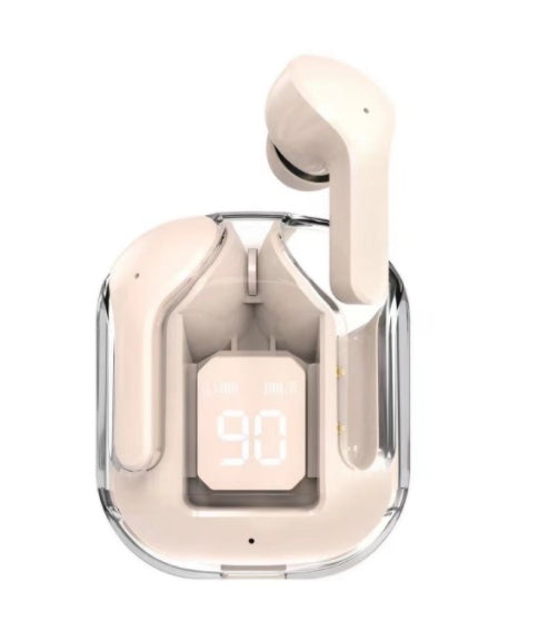 Mini casque Bluetooth sans fil transparent à affichage numérique